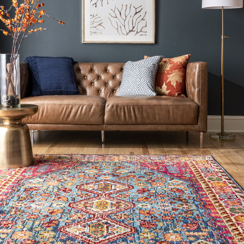 Bungalow Rose Shetucket Oriental Blue/Pink/Orange Area Rug & Reviews
